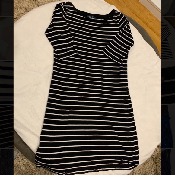 French Connection Black & White Striped Dress 8 - Picture 5 of 8